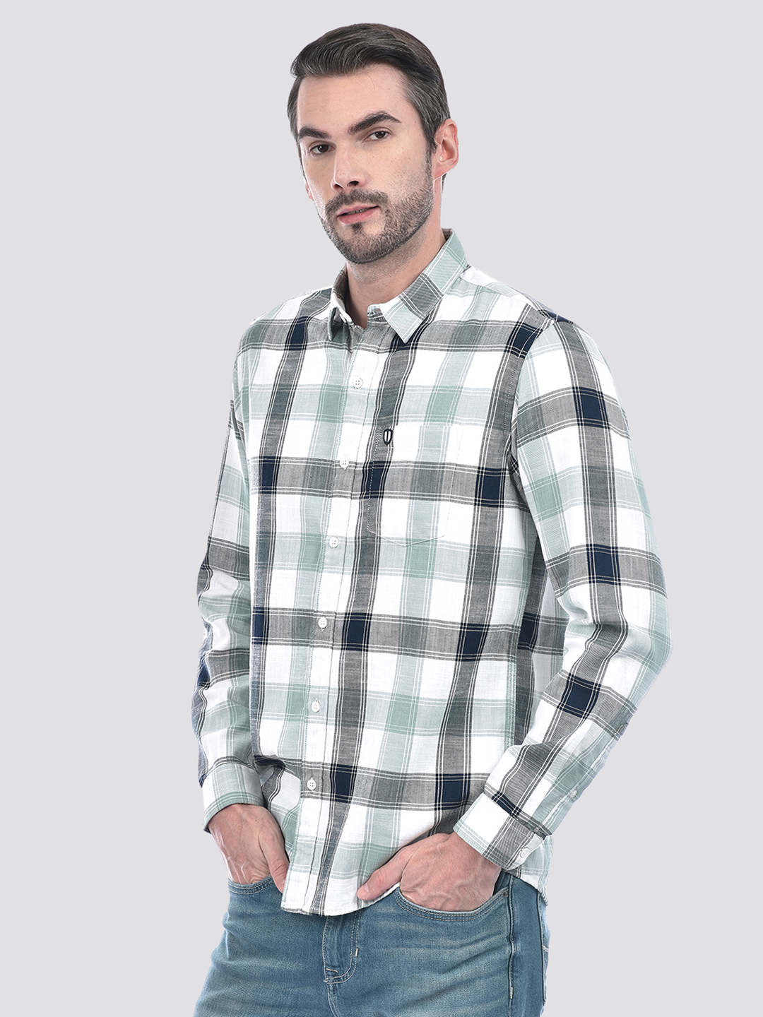Numero Uno Men Checkered Green Shirt